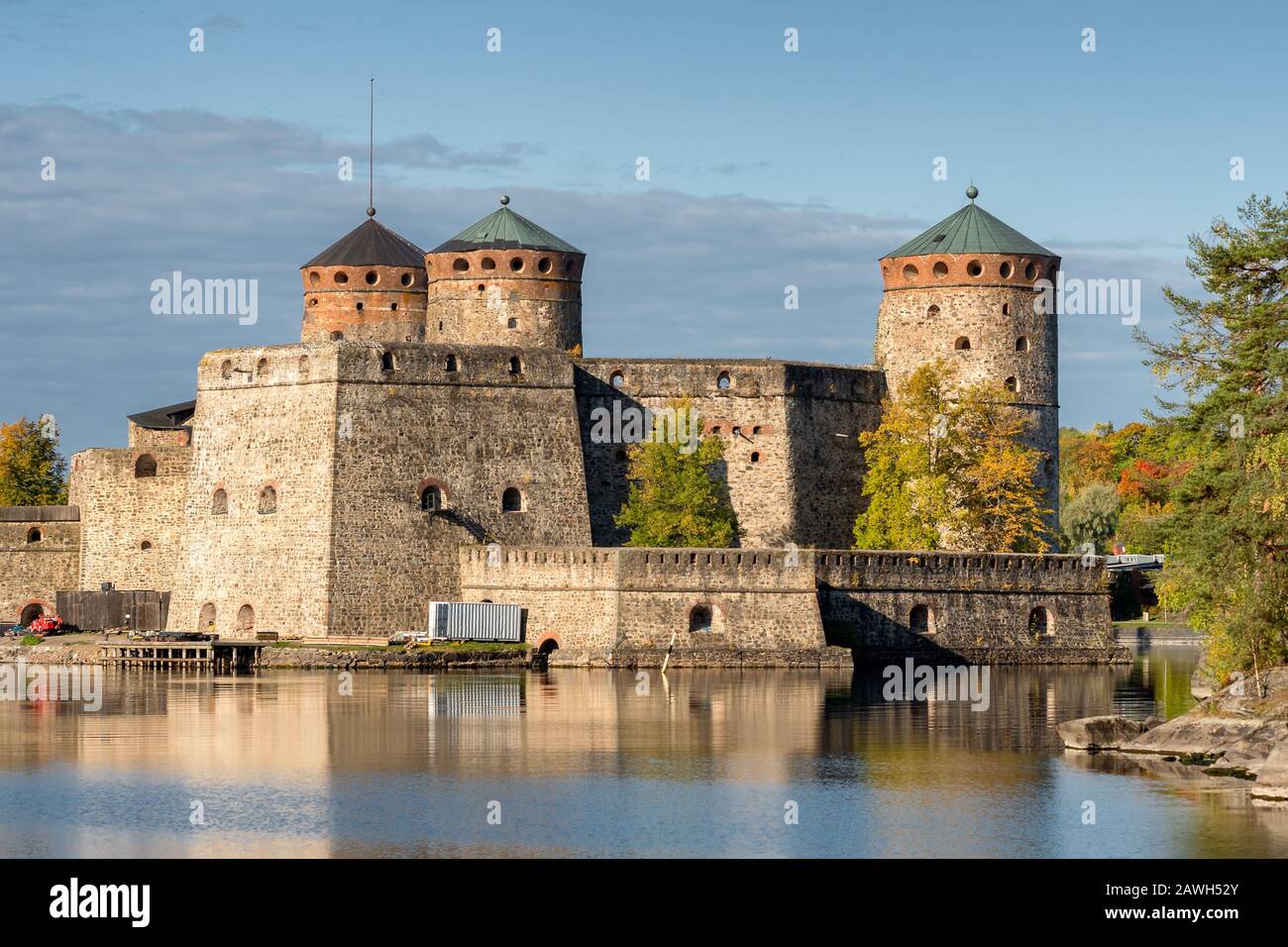 Castello medievale di Olavinlinna a Savonlinna, Finlandia Foto Stock