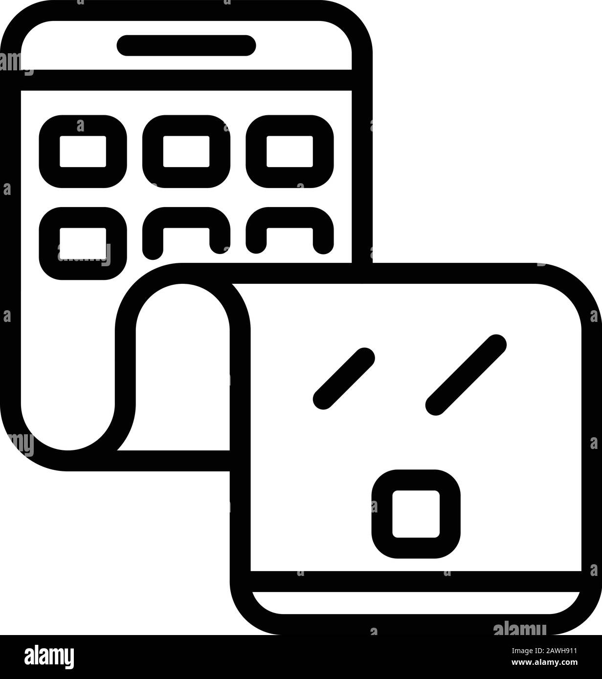 Icona del cellulare Flex Phone, stile di contorno Illustrazione Vettoriale