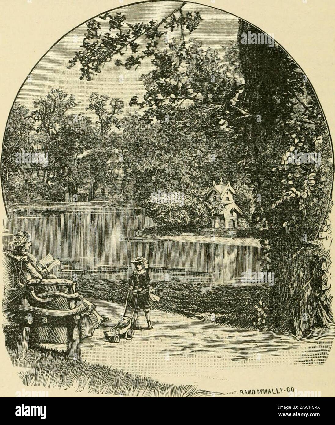 Rand, McNally & Co.'s Handy guide to Chicago, and World's Columbian exposition ..What to SEE and how to SEE it . La sua forma è quella di un quadrato irregolare, che cresce gradualmente verso l'estremità soifihern Per raggiungere i parchi, le funivie su Cottage Grove Avenue, su Wabash Ave-nue, E quelli su state Street possono essere usati per atterrare il visitatore nelle immediate vicinanze, mentre la Illinois Central Railroad (tariffa 25 centround trip) e la Souih Side Elevated Road (tariffa singola 5 centesimi) sono metodi più rapidi di viaggio. Breve, infatti, deve essere la menzione delle prominenti prodezze del sistema di parco di Foto Stock