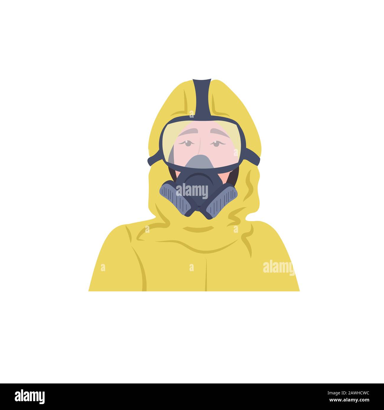 Uomo in tuta Hazmat e maschera di protezione per prevenire epidemia MERS-cov wuhan coronavirus 2019-nCoV pandemia di salute medica rischio ritratto vettore illustrazione Illustrazione Vettoriale