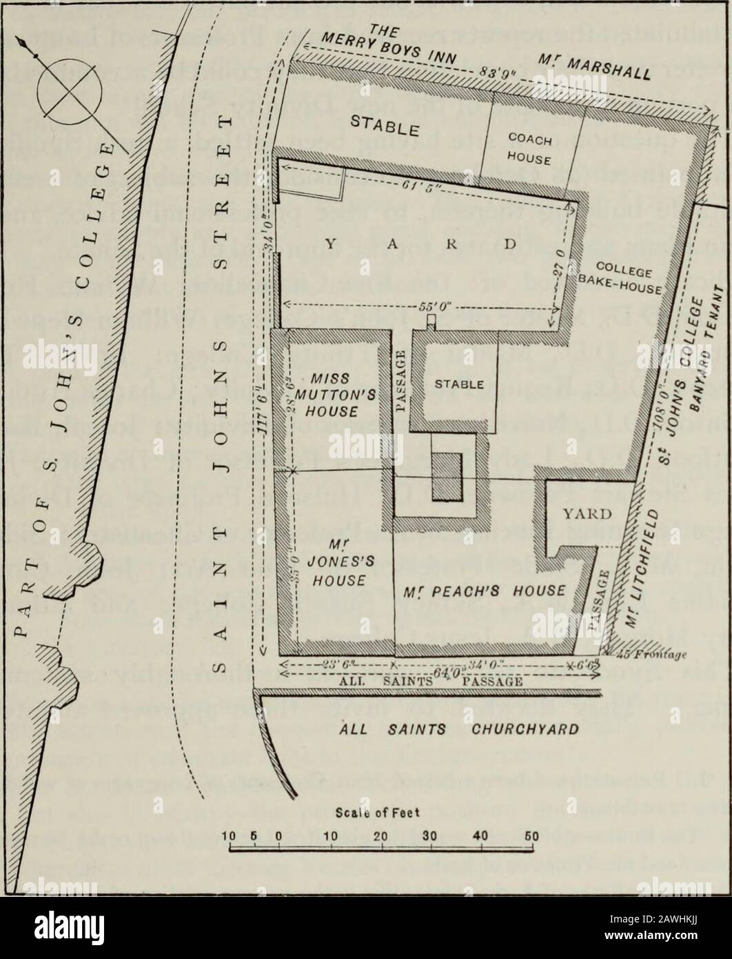 La storia architettonica dell'Università di Cambridge, e dei college di Cambridge ed Eton . ey ha quindi raccomandato l'acquisto del sito di fronte al S. Johns College, come essendo stato agreableto Professor Selwyn, e adatto per una Divinity School. La benefazione di AsProfessor Selwyns non poteva essere usata per nessun altro scopo che per la costruzione di una scuola, il dovere di provvidinga sito devoluto sull'Università. Il prezzo fissato dal S.Johns College era di £3,7 o2. 1 [lettera del Professor Selwyn al Vice-Cancelliere, 25 febbraio, 1S75, citata da quest'ultimo nel suo discorso in Arts Schoo Foto Stock