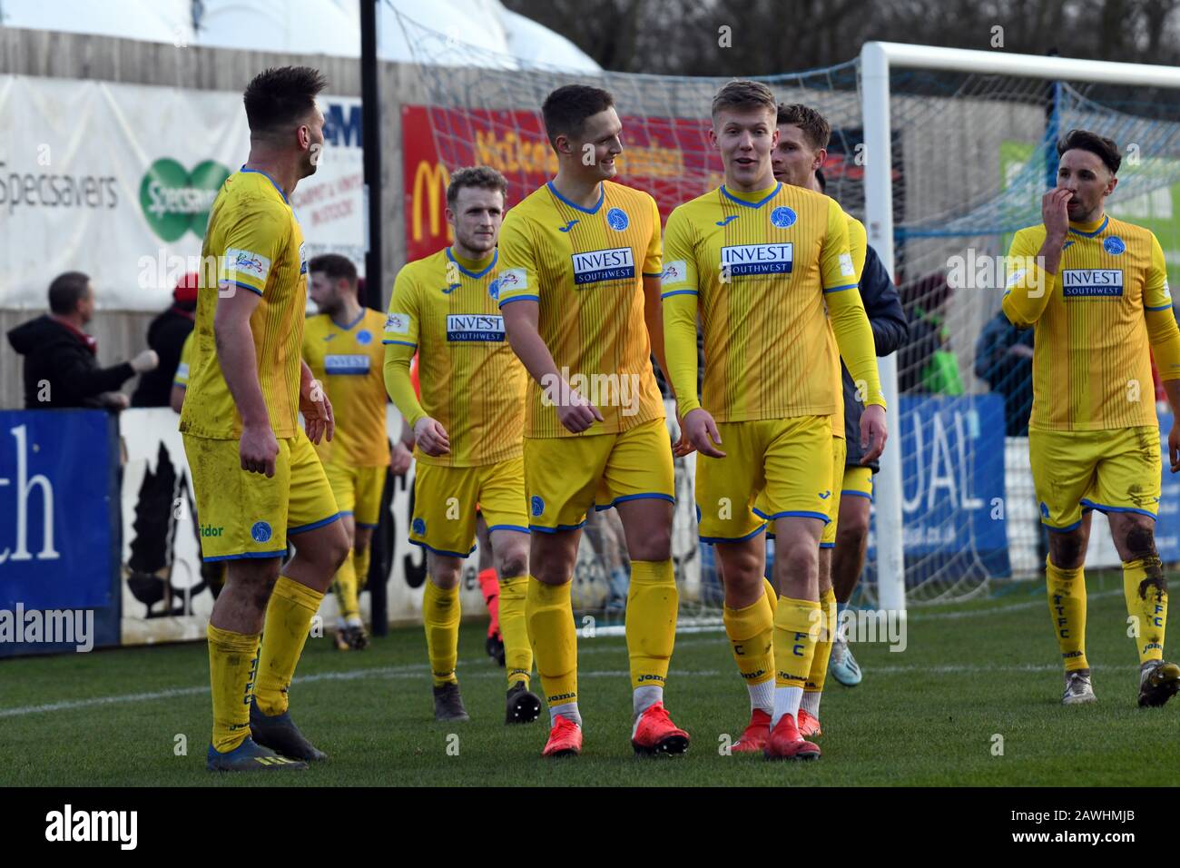 Taunton Town in occasione delle celebrazioni per la vittoria di Swindon Supermarine fc allo stadio Webbswood 08/02/2020 Foto Stock