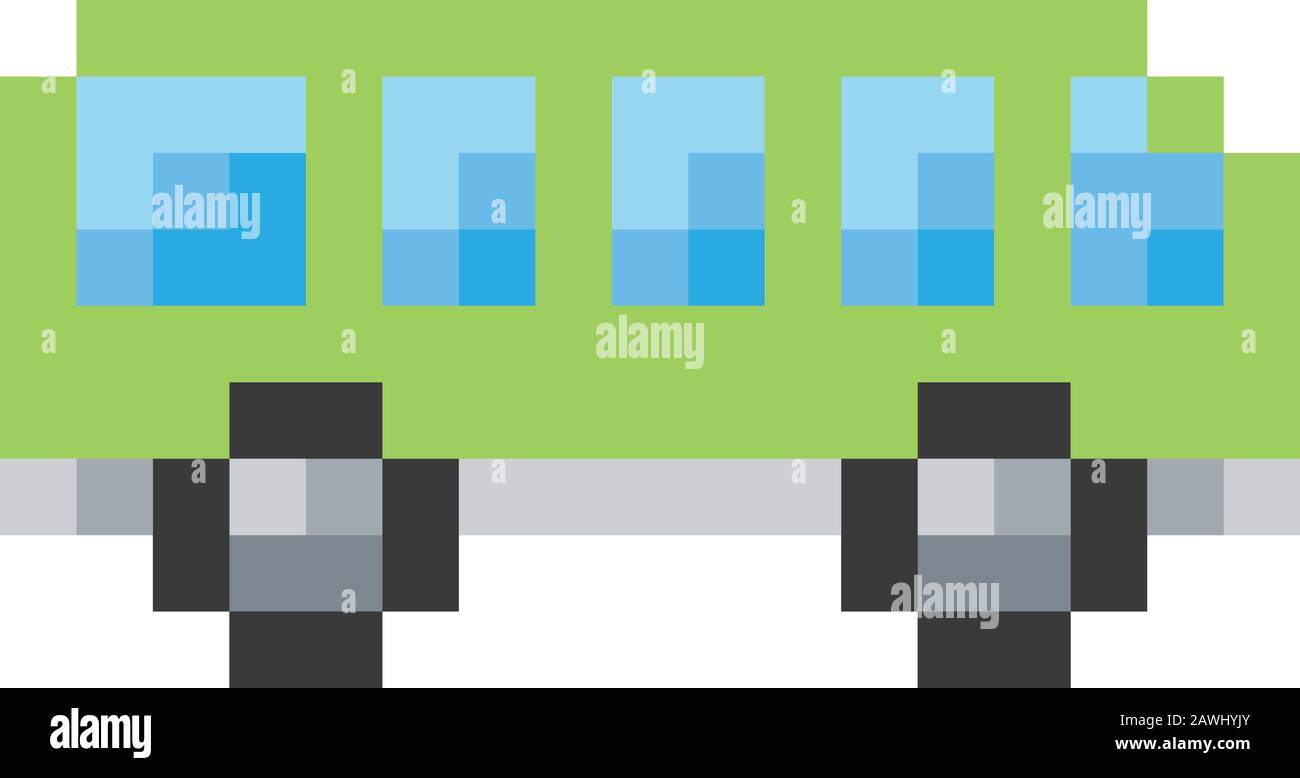 Autobus Autobus pixel a 8 bit Video Game Icona Arte Illustrazione Vettoriale