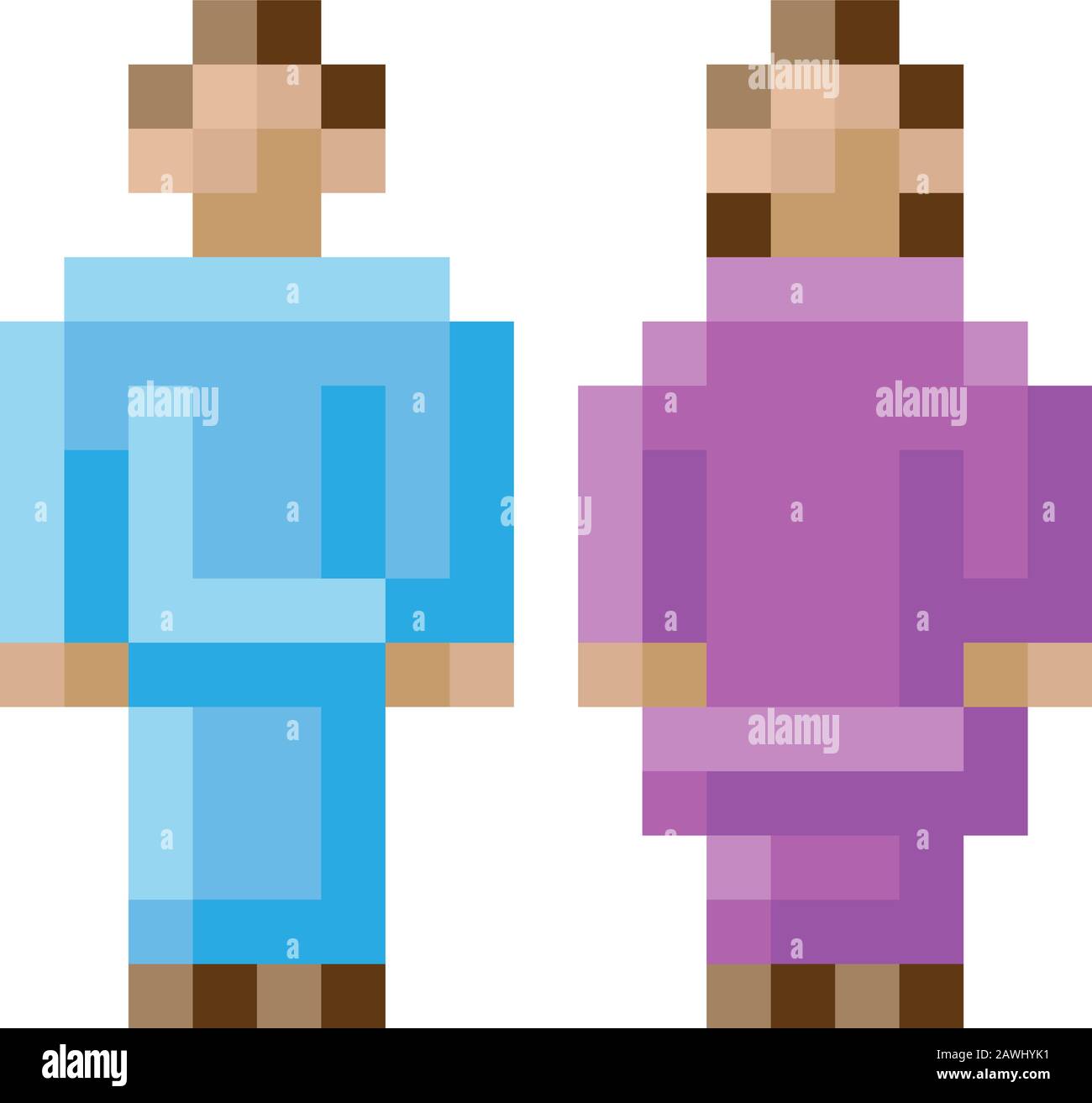Donna Uomo maschio femmina Icon pixel a 8 bit arte del gioco Illustrazione Vettoriale