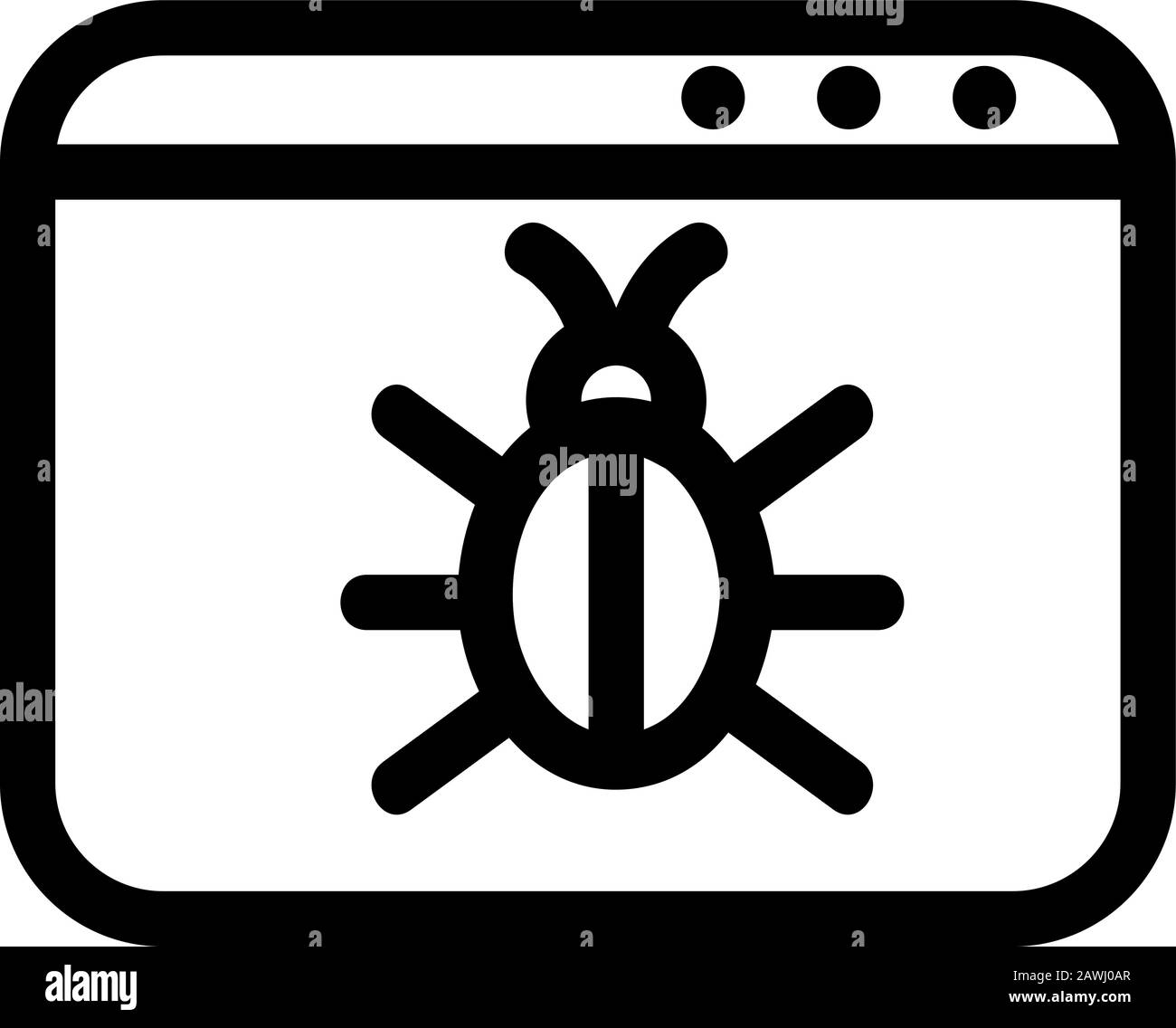 Vettore icona virus browser. Illustrazione del simbolo del contorno isolato Illustrazione Vettoriale