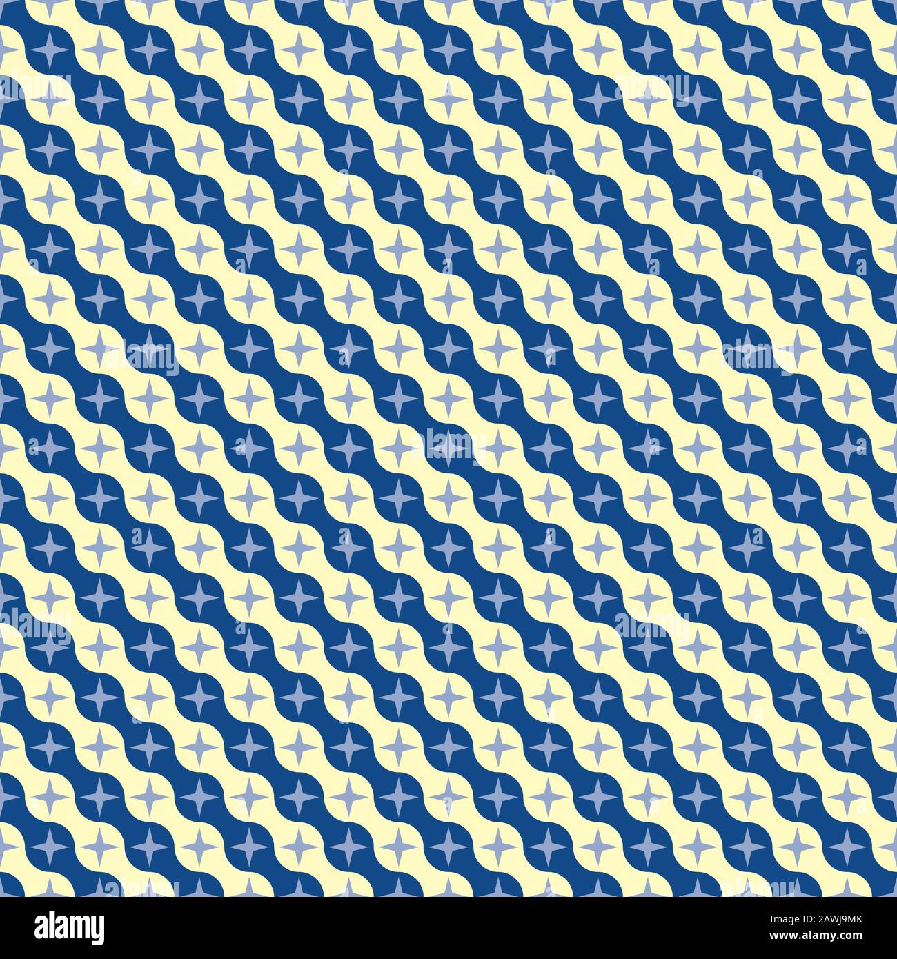 Onda vintage senza cuciture e motivo a stella Illustrazione Vettoriale