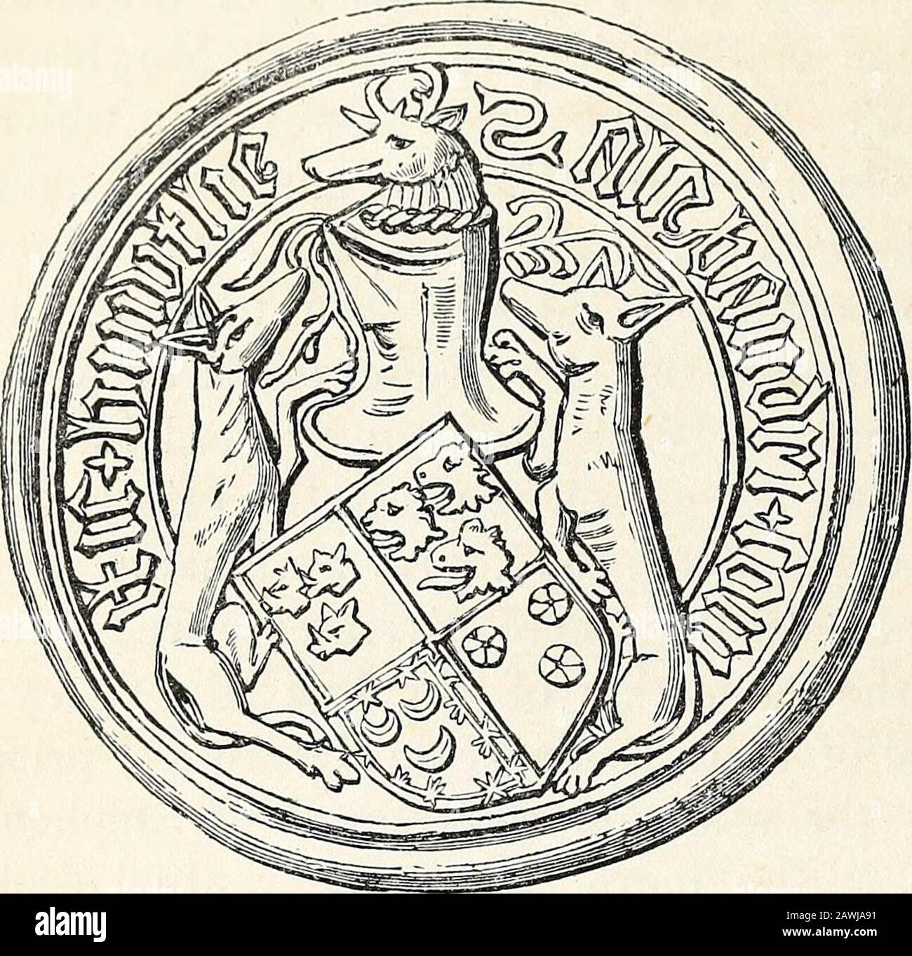 Collezioni archeologiche del Sussex relative alla storia e antichità della contea . mezzo. Le antiche foche del burgh, recanti la data in cui sono state fatte, 1a.d. 1430, sono incisi nel catalogo di Laings di Sigilli scozzesi, plate1xxix, p. 208.- sette sigilli della famiglia Gordon, buoni esempi di!l'arte del secolo scorso.- Sua Grazia il duca di Richmond. Impronta dal sigillo della sub-decana di Chichester. Thelmatrix, che è di ottone, è stato trovato, circa l'anno 1840, in un campo] tra le due parrocchie di Cholderton e Newton Toney, Wilts.ilon i confini dell'Hampshire, quaranta o cinquanta Foto Stock