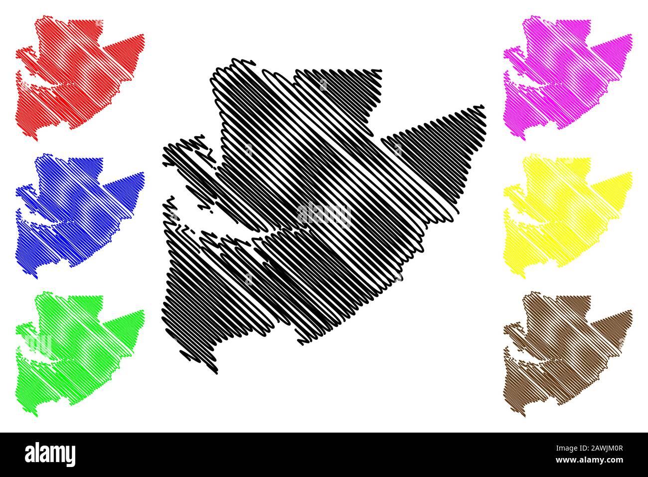 Estuaire provincia (suddivisioni del Gabon, Repubblica Gabonese) mappa illustrazione vettoriale, scribble schizzo Estuaire mappa Illustrazione Vettoriale