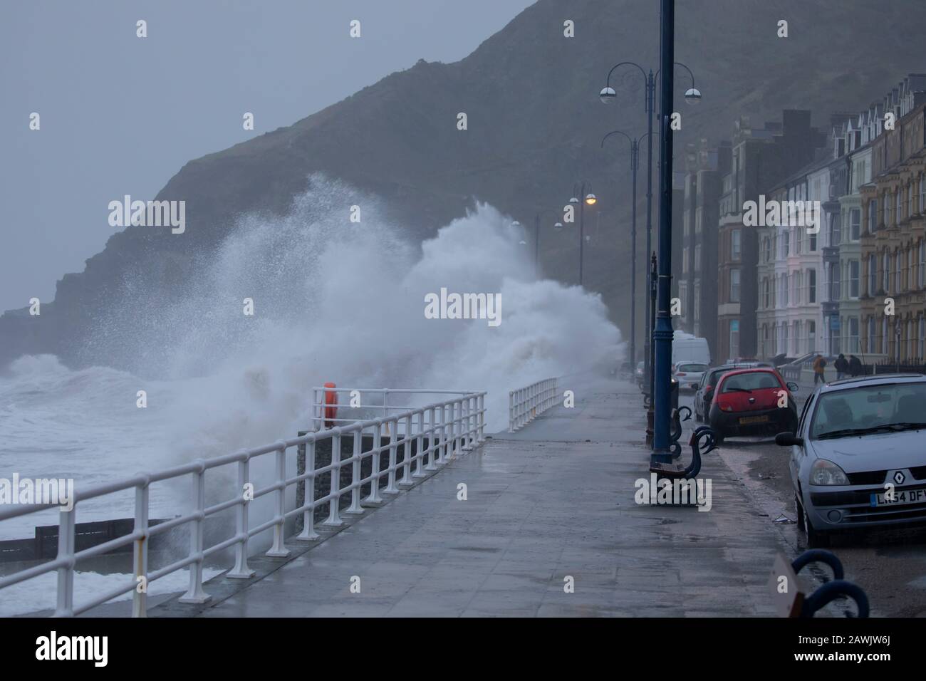 Storm Ciara a Aberystwyth Wales UK Feb 2020 Foto Stock