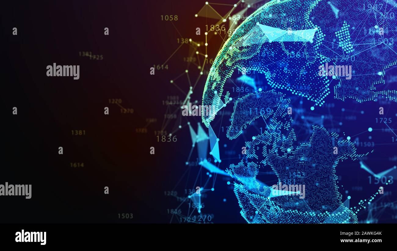 Concetto di rete, di comunicazione di internet. 3d'illustrazione. Foto Stock