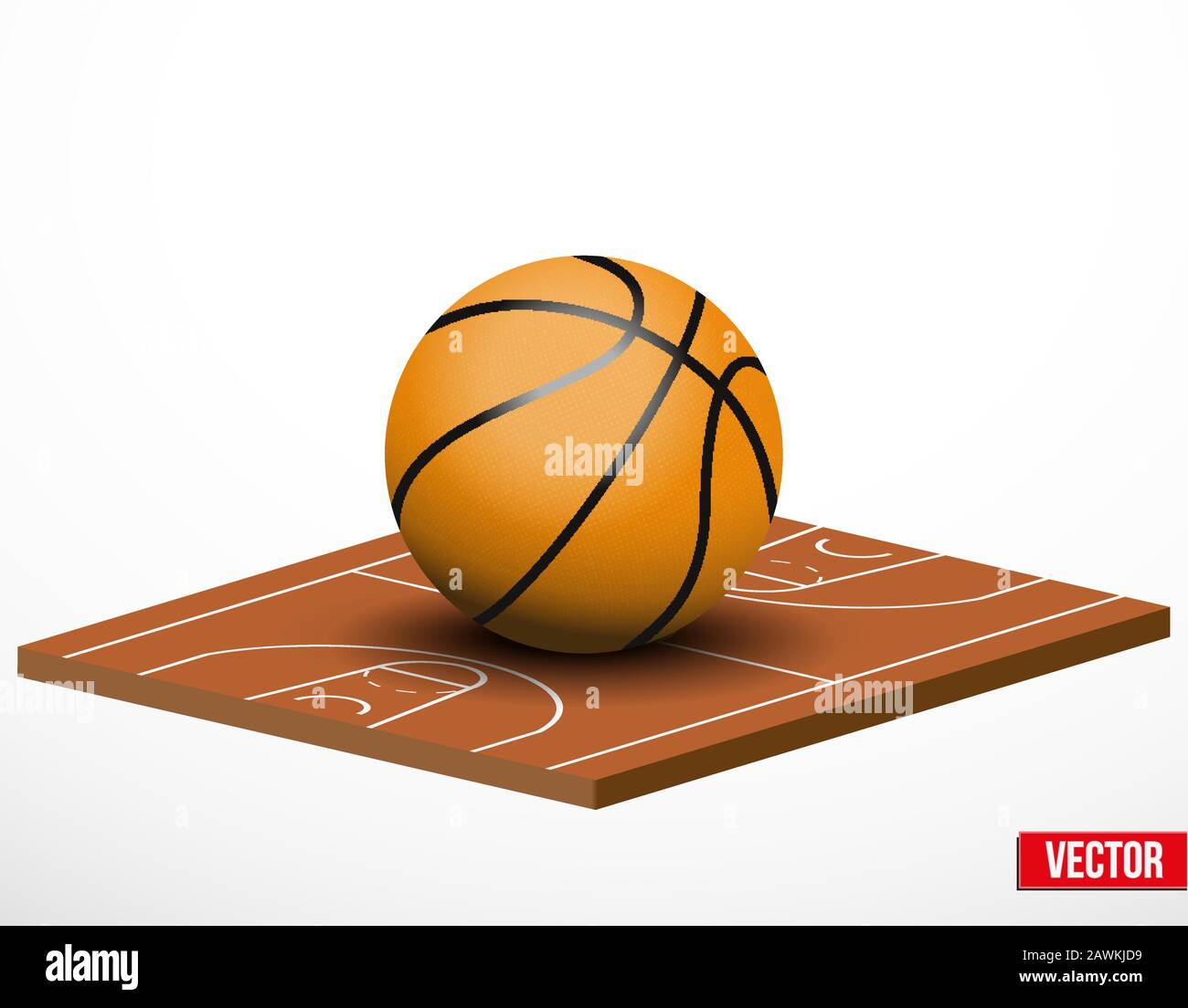 Simbolo di una partita di basket e di un campo. Illustrazione Vettoriale