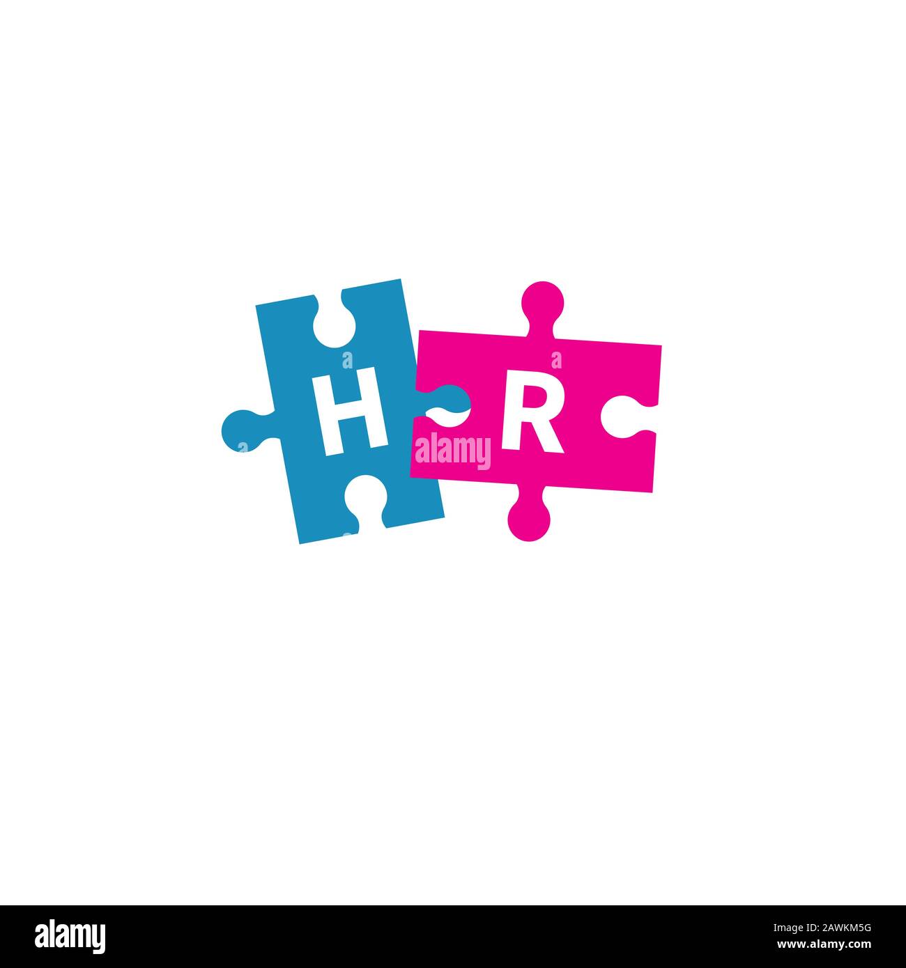 Logo HR con puzzle, risorse umane vettore colore icona Illustrazione Vettoriale