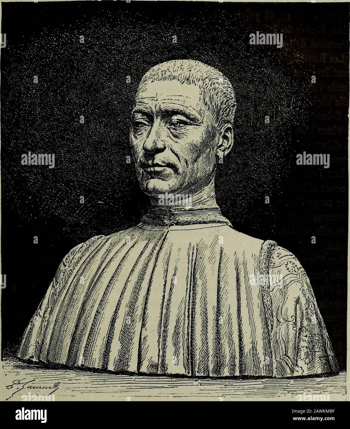 Histoire de l'art pendant la Renaissance . us les enes des Médicis, des relations suivies sétablrent entre huma-nistes et artistes. Il serait difficile dexagérer linfluence que la fréquentationdarchéologues ou de collectionneurs tels que le Pogge et Niccolô Niccoli a puavoir sur Donatello et son école, ainsi que sur Ghiberti, ou les conversaitsde philosophes et de poètes tels que Marficin et Politien sur artistéziècle, fin de l'éziècle de la que de la que de l'énière Entre autres sur Michel-Ange. Peintres et sculp-teurs sefforcèrent dacquitter leur dette en multipliant partout les ritratti deces amis Foto Stock