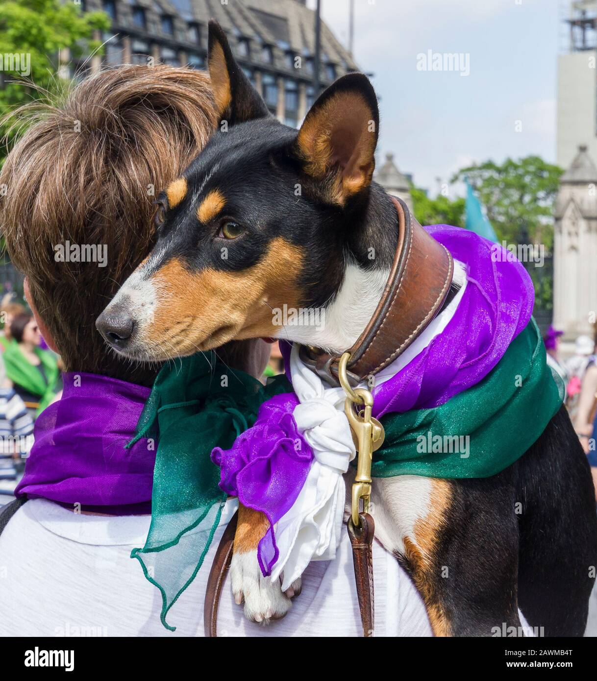 La messa di marzo segna 100 anni di voti delle donne, Central London, UK 10 giugno 2018. Insieme donne provenienti dal Regno Unito hanno marciato le strade per creare un'opera d'arte vivente, producendo un mare di verde, bianco e viola - i colori del movimento delle suffragette. Foto Stock