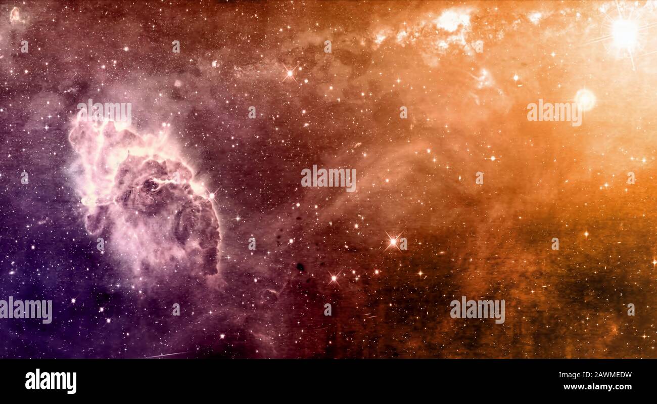 Spazio fondo cosmico di supernova nebulosa e stelle campo con copyspace Foto Stock