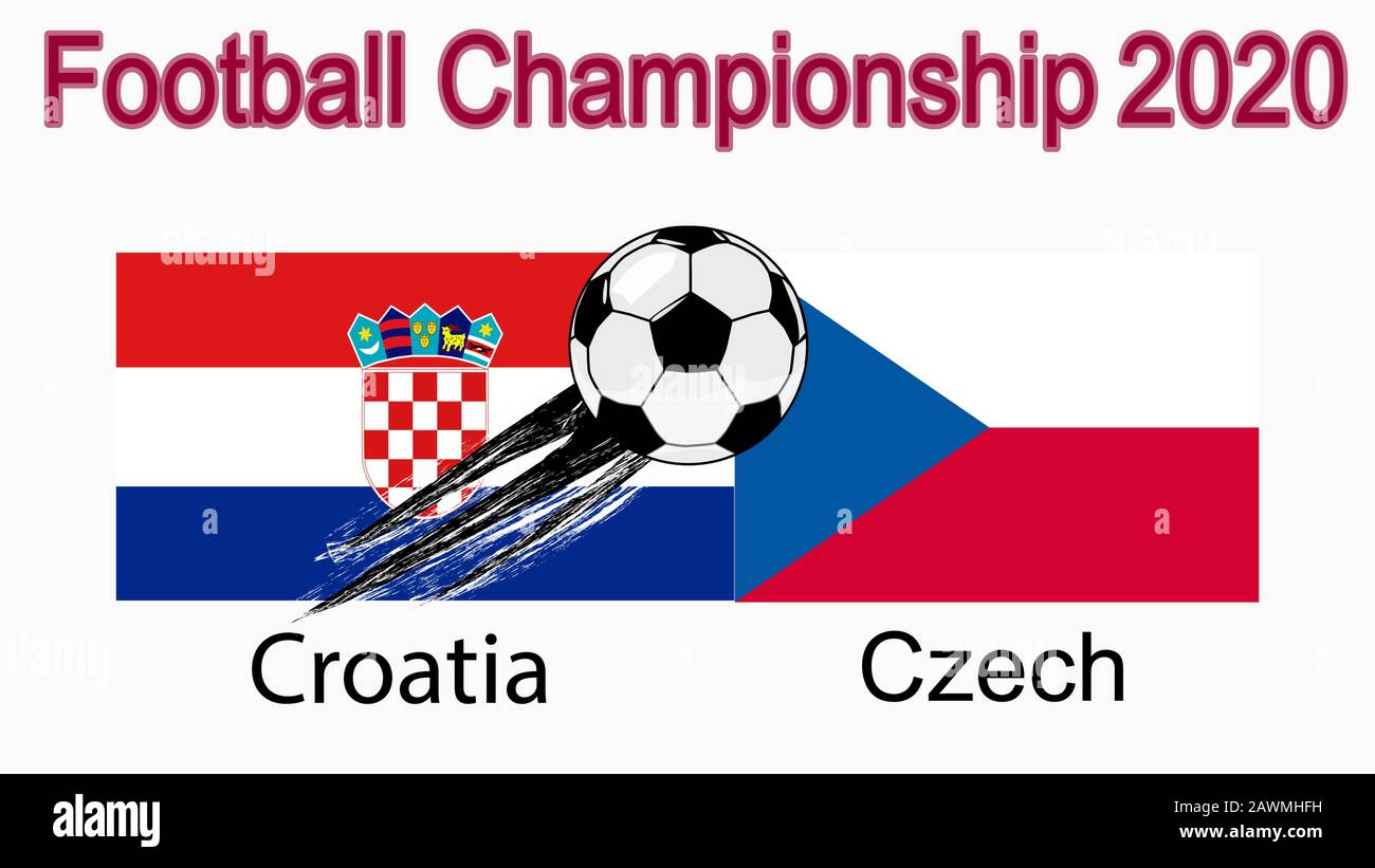 Campionato europeo di calcio 2020, banner, web design, partita tra Croazia e Repubblica Ceca Illustrazione Vettoriale