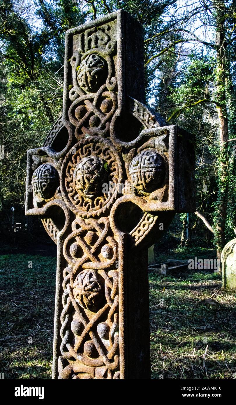 Croce Celtic, croce gallese Foto Stock