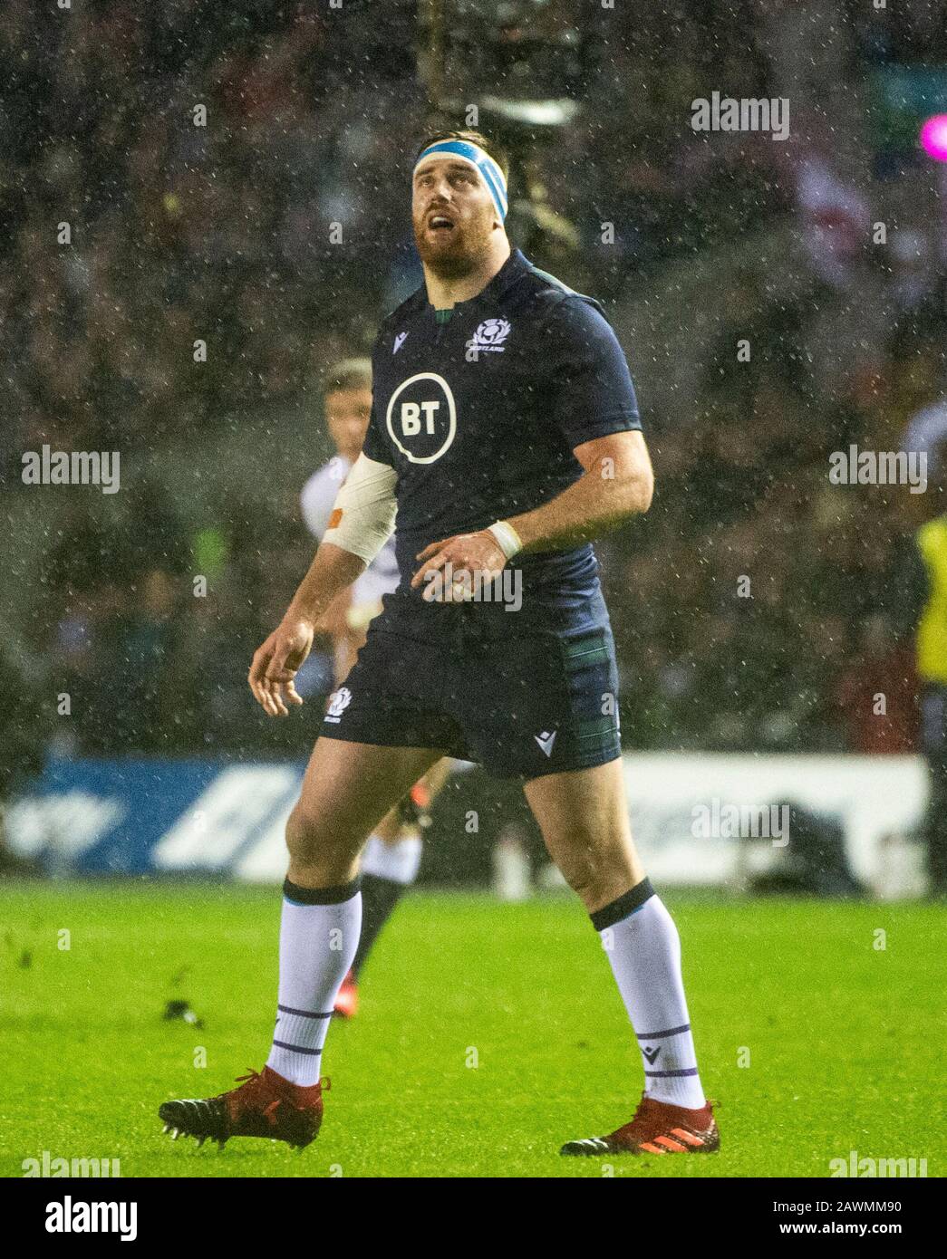 Rugby Union Scotland / Inghilterra - Murrayfield Stadium, Edinburgh, Scotland, UK Pic Mostre: Scotland Prop, Simon Berghan, come la Scozia ospita Engla Foto Stock