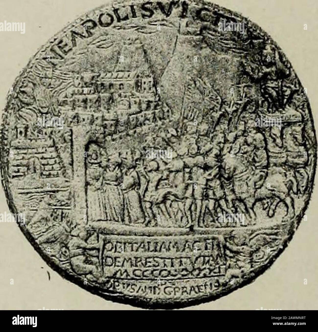 Histoire de l'art pendente la Renaissance . 1-1484) les monnaies des princies italiens ne portaient pas deffigies. (Die geprdgtenitalienischen McdaiJlcn des XV ?Jalirlmnderts; Berlin, i883, pag. 7.) HISTOIRE DE LART PENDENTE LA RENAISSANCE. à la postérité, il voulut remonter aussi haut que possible dans le passé. Plus defamille qui ne cherchât à se rattacher à quelque tribu de lancienne Rome, plusde ville qui ne se découvrît un fondateur parmi les héros de lantiquité.Quétaient les poudreux parchemins du moyen âge, quand on pouvait espérerde trouver des lettres de noblesse tracées sur le marbre en Foto Stock