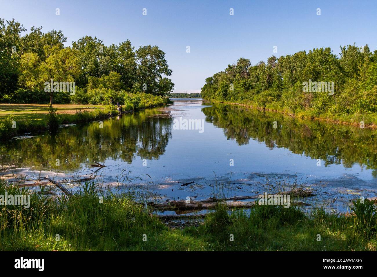 Ingresso al lago Wolf nel quartiere di Hegewisch sul lato sud-est di Chicago Foto Stock