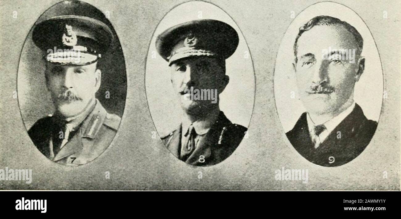 Grandi irishmen in guerra e politica . DIRIGENTI MILITARI E NAVALI IRLANDESI. Io, Earl Roberts. 4. Ammiraglio Earl Beatty 2. Feldmaresciallo Earl Kitchener. 3. Viscount Francese.5. Willie Redmond, M.p. 6. Gen. Lt. Sir Bryan Thomas Mahon- 7. Gen. Lt. Sir Fredk. Stanley 8. Gen. Lt. Sir Henry Wilson. 9. Gen. Lt. Sir Herbert de leMaude. Poer Gouch. A faccia pagina 190. Dichiarazione di guerra contro la Germania da PARTE DEI CAPI MILITARI irlandesi la notte del 4in agosto. Egli era effettivamente a dover, in attesa che il Channelboat per iniziare per l'Egitto, quando un messaggio è arrivato, askinghen ad accettare la posizione di Segretario di Stato per la guerra Foto Stock