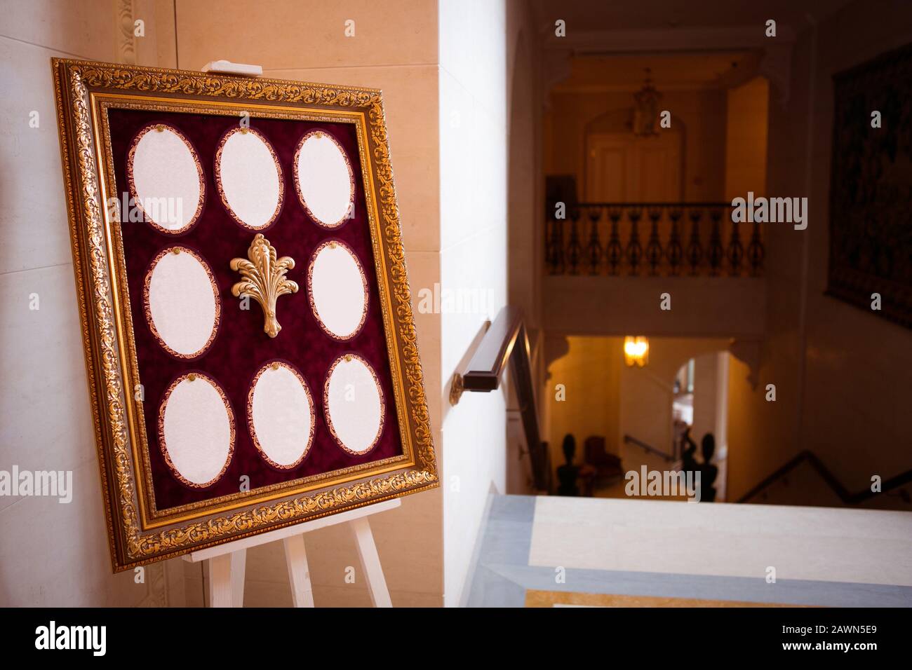 Lista dei posti a sedere per matrimoni vintage di lusso alla reception Foto Stock