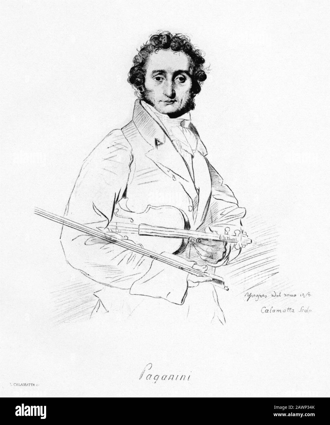 1818 , ROMA , ITALIA : il celebre violinista e compositore musicale italiano Niccolò PAGANINI ( 1782 - 1840 ). Ritratto del celebre pittore i Foto Stock