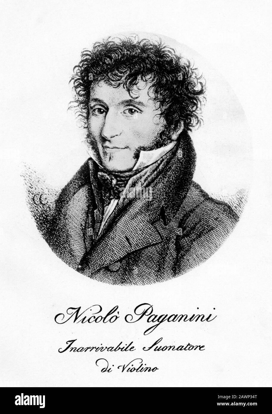 1824 , ITALIA : il celebre violinista e compositore musicale italiano Niccolò PAGANINI ( 1782 - 1840 ). Ritratto del pittore e incisore Giuseppp Foto Stock