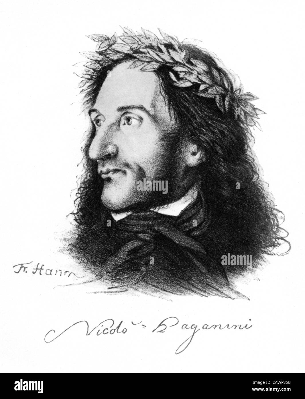 1830 , MUNCHEN , BAVIERA , GERMANIA : il celebre violinista e compositore musicale italiano Niccolò PAGANINI ( 1782 - 1840 ). Litograp ritratto Foto Stock