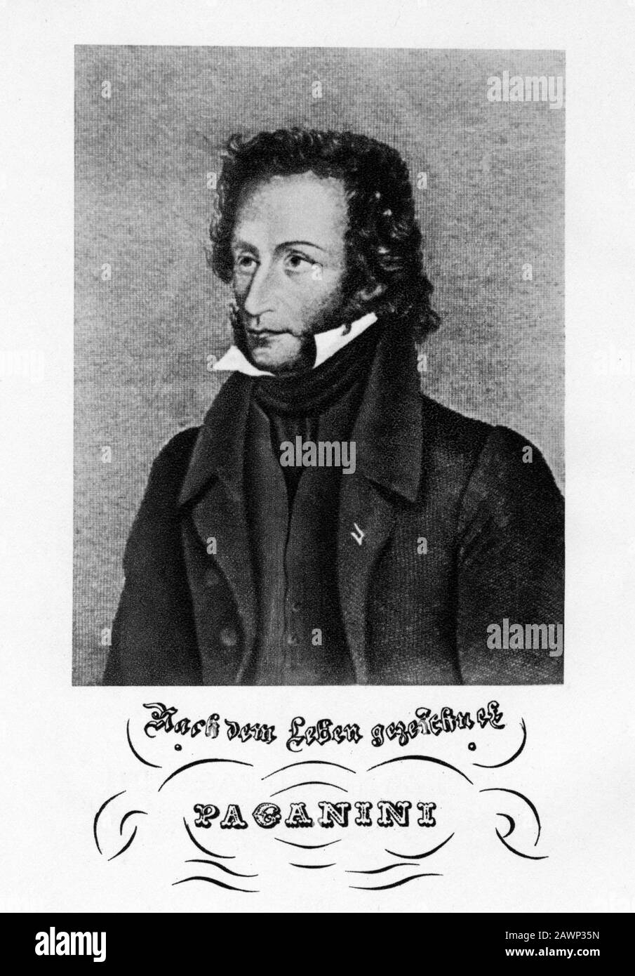 1830 , Ilmenau , Germania : il celebre violinista e compositore musicale italiano Niccolò PAGANINI ( 1782 - 1840 ). Ritratto dal dolore non drogato Foto Stock