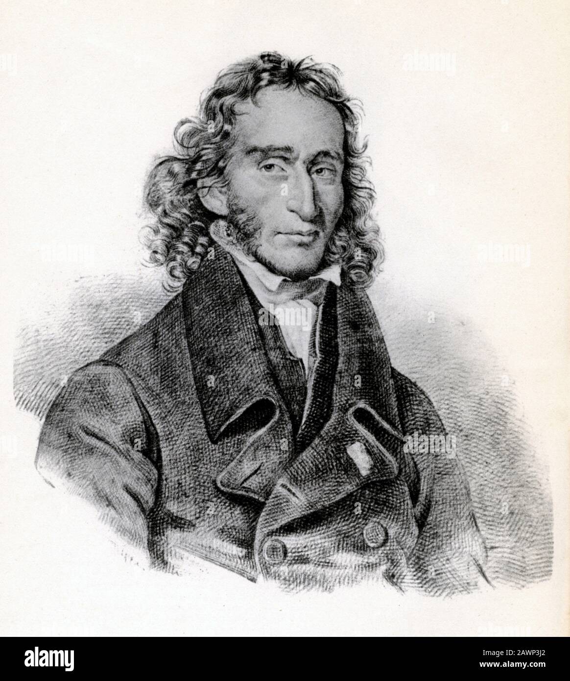 1837 , MILANO , ITALIA : il celebre violinista e compositore musicale italiano Niccolò PAGANINI ( 1782 - 1840 ). Ritratto di pittore sconosciuto , Foto Stock