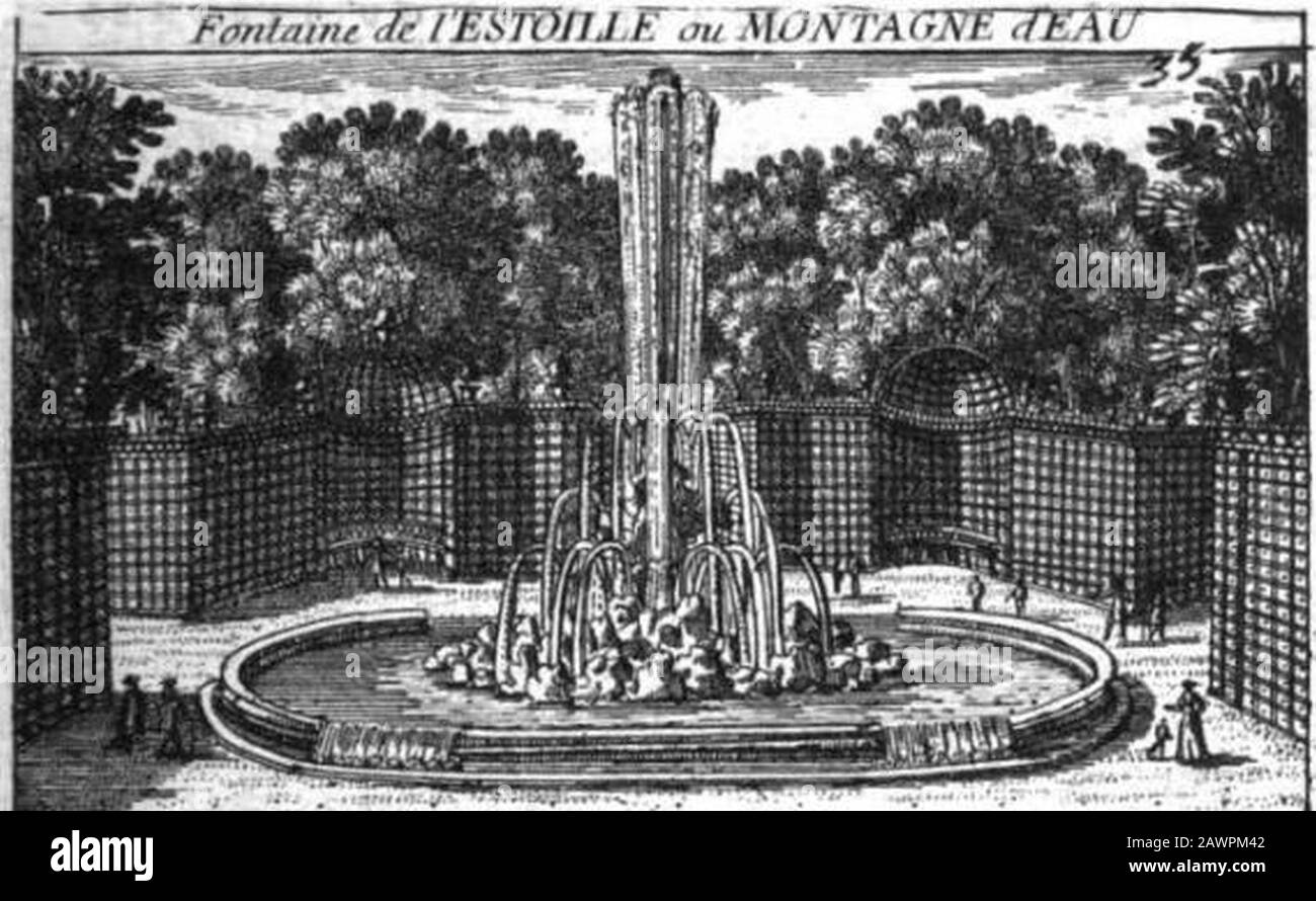 Fontaine de l'Estoille ou Montagne d'eau (Géométrie pratique t. 1 pl. 16 - détail). Foto Stock