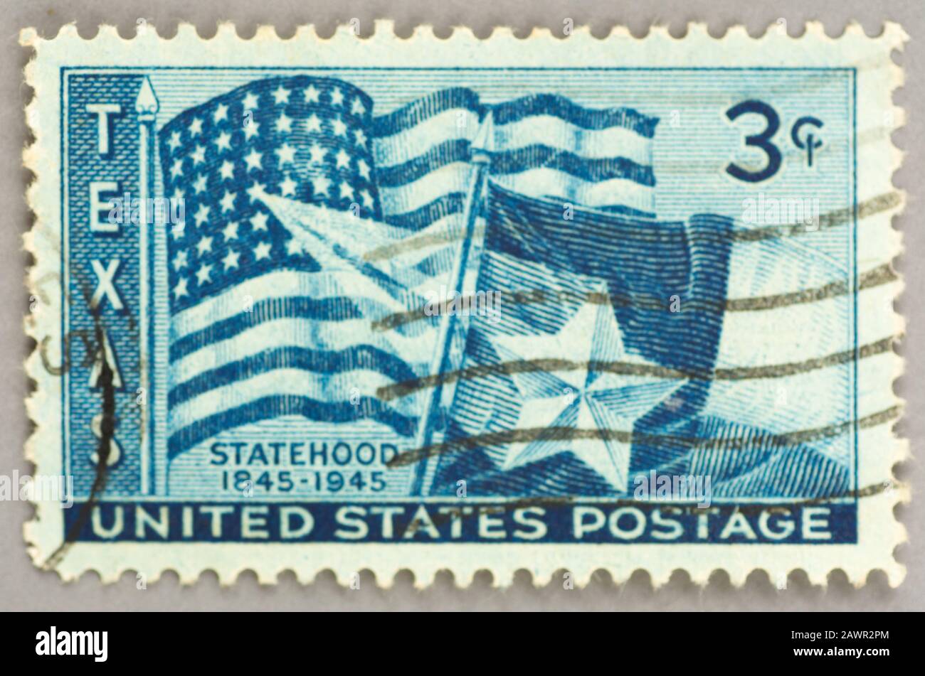 Un francobollo americano emesso il 29 dicembre 1945 per celebrare il Centenario della staterà del Texas. Foto Stock