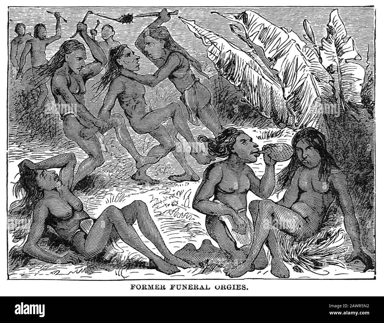 Ex Orgies Funerarie, Hawaii, Illustrazione Dalla Sgrossatura. Foto Stock