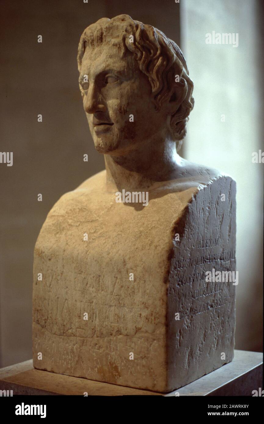 ALESSANDRO III MAGNO ( il GRANDE ) ( 356 - 323 a. Re di Macedonia - Alessandro il Grande Re di Macedone - Ritratto ellenistico , Musée du Louvr Foto Stock