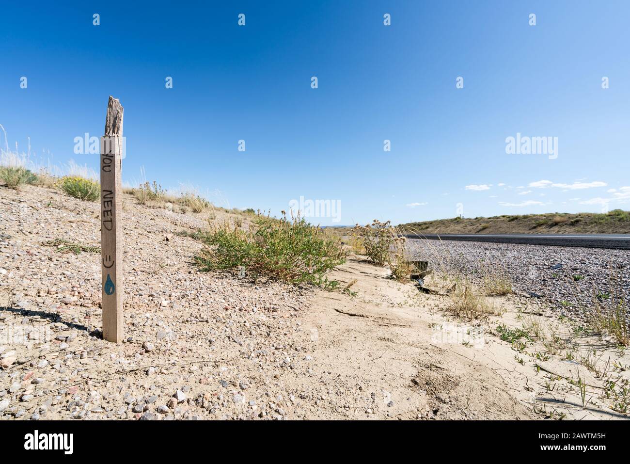 Cartello CDT While Road Walking sul Continental divide Trail in Wyoming, USA Foto Stock