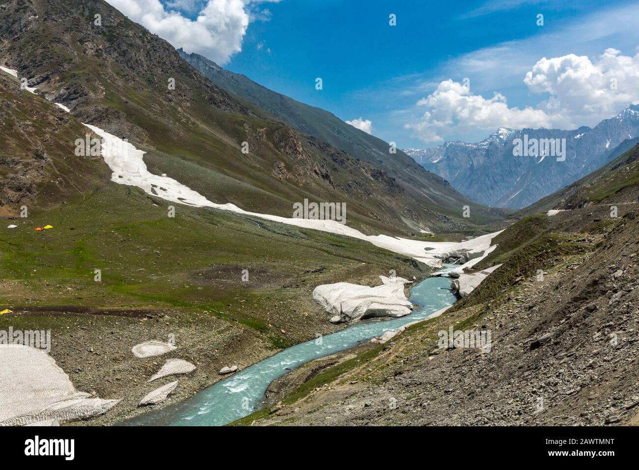 Fiume Glacier Al Passo Zoji La, Jammu E Kashmir, India Foto Stock