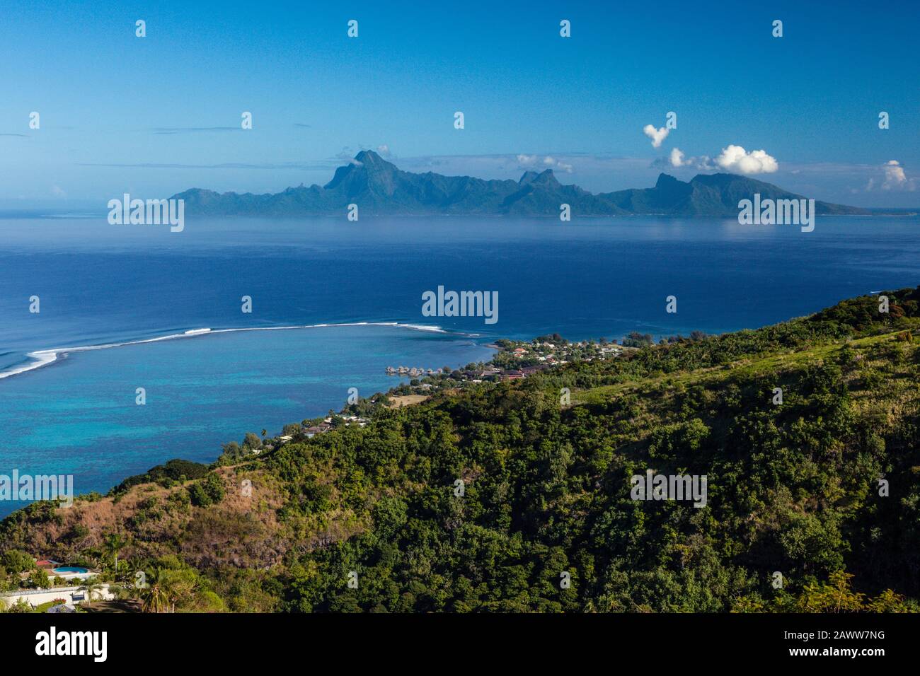 Vista di Tahiti Moorea, Tahiti, Polinesia Francese Foto Stock