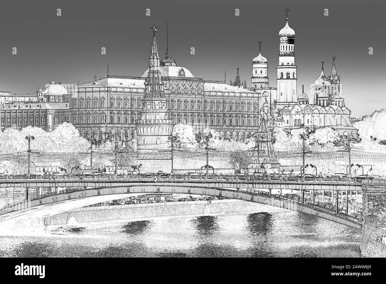 Cremlino Di Mosca. La foto è stilizzata come immagine grafica. Foto Stock