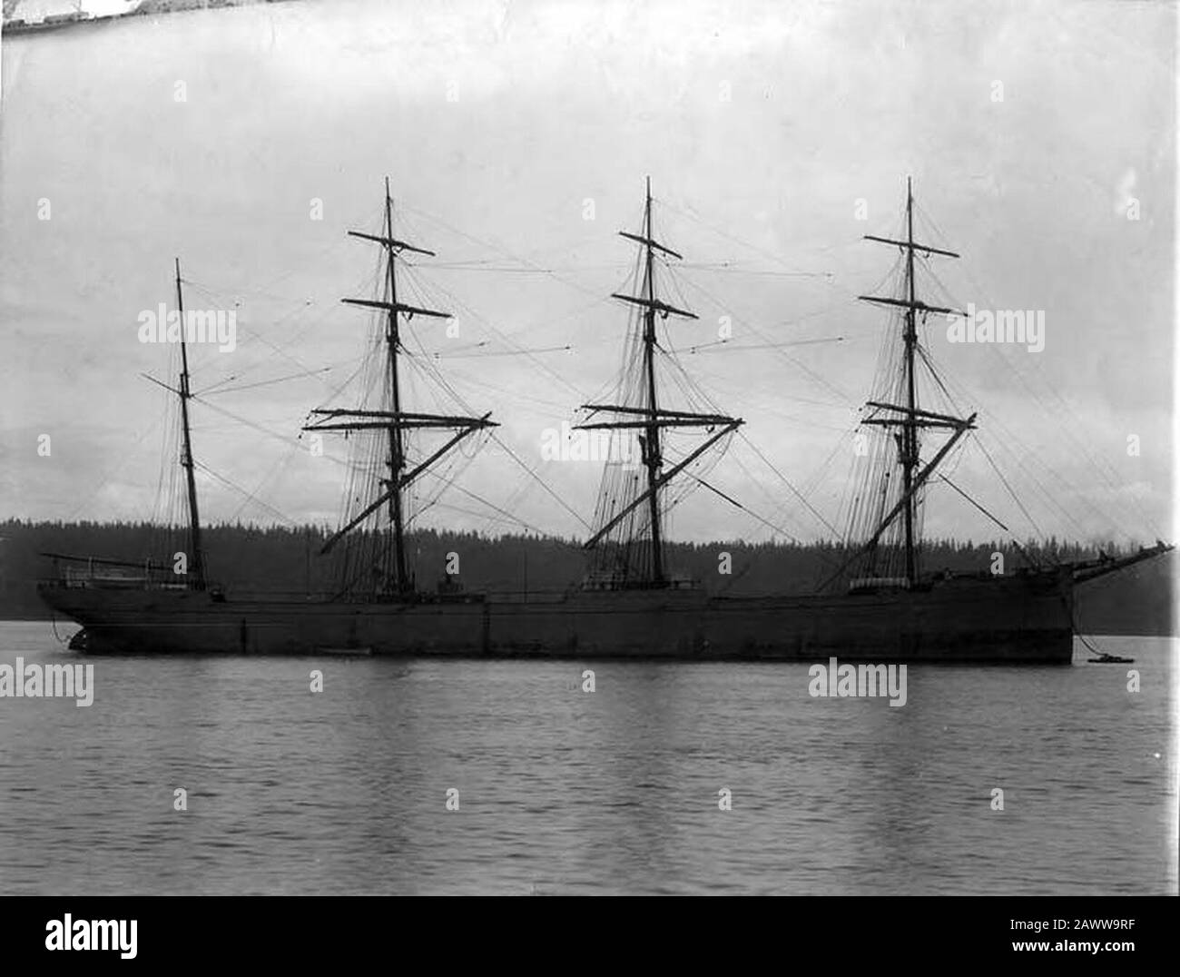 La nave a quattro alberi PUÒ BRILLARE all'ancora Washington circa 1900 (HESTER 609). Foto Stock