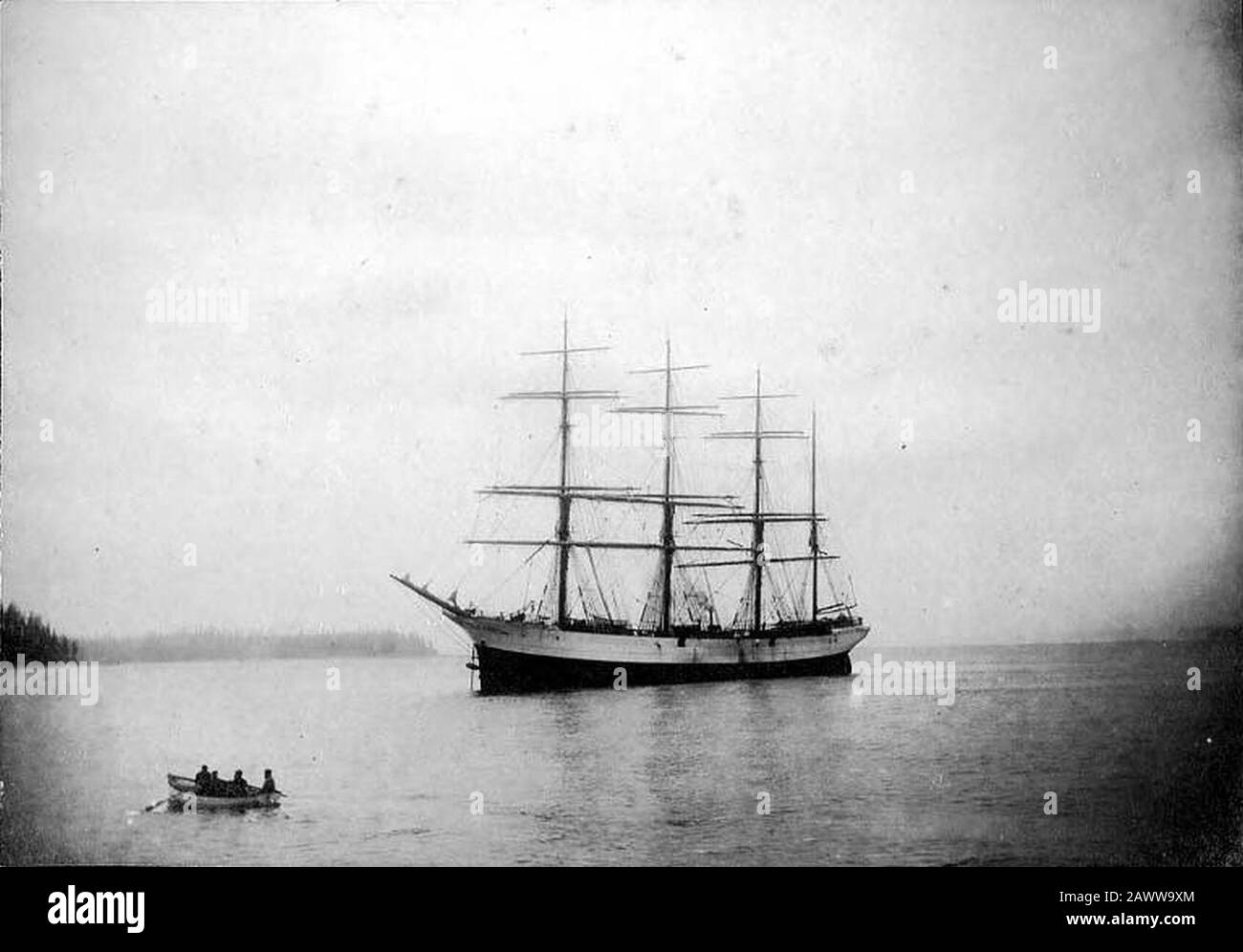 Nave a quattro alberi PETER IREDALE all'ancora Washington ca 1900 (HESTER 634). Foto Stock