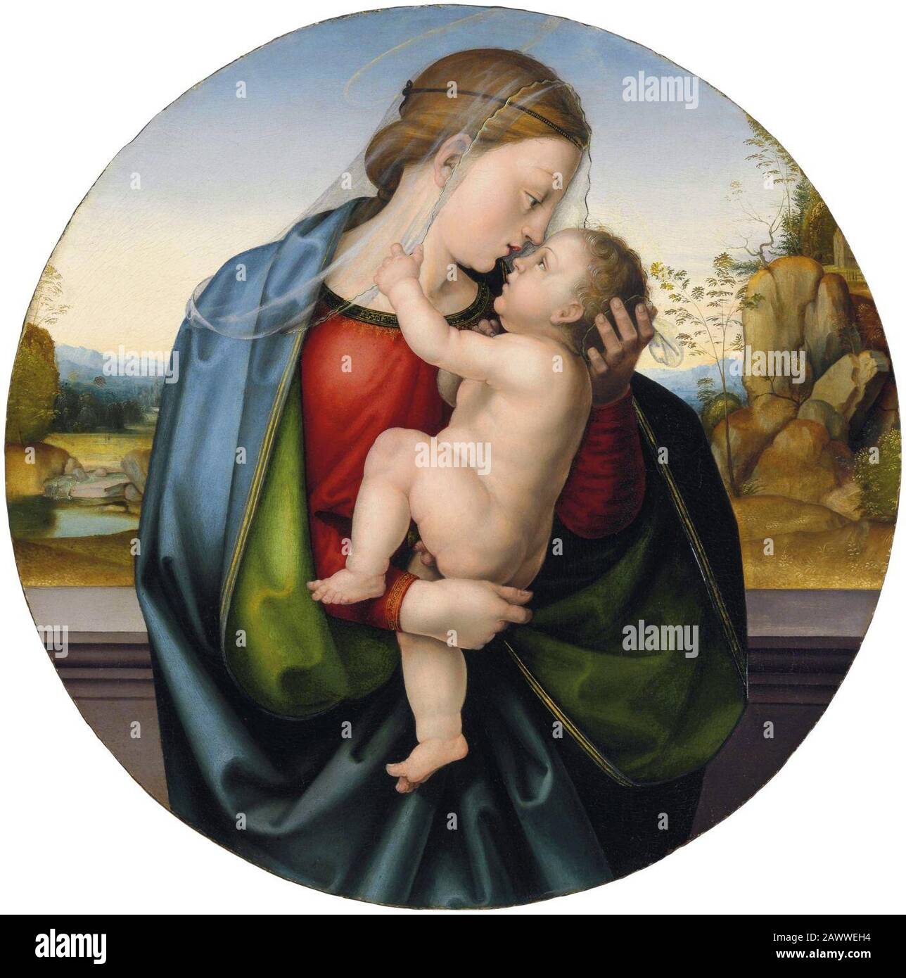 Fra Bartolommeo - La Madonna Col Bambino. Olio sul pannello (tondo). Foto Stock