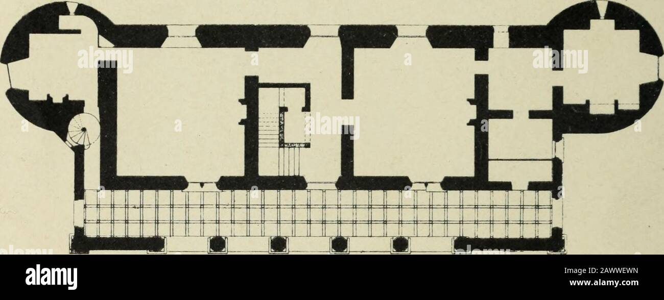 L'architecturele passé.--le présent . ig. 6i. Château De Blois.(Corniche). Tillières (Orne), qui est à citer particulièrement. CEST donc ducôté des constructions civiles quil ûiut porter nos regards poursaisir les efits de rénovation et en même temps la résistanceposée aux importations de lItalie. Au château de Blois (vedi pianta fig. 5 6 et la vue densemble io8 T/ARCHITETTURA tig. 57), notamment dans la partie Louis XII, se manifesteste uncaractère nouveau dans les détail, profils et ornementation quisont parfois en parfait Accord avec les éléments de la struttura, laquelle na pas varié Foto Stock