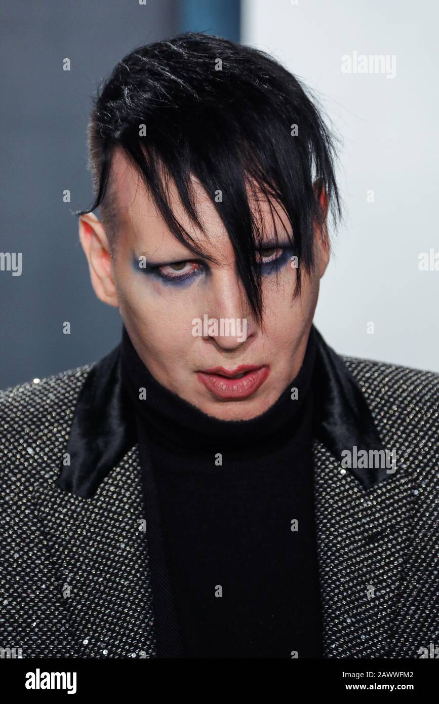Marilyn Manson cammina sul tappeto rosso al party Oscar della Fiera Vanity 2020, ospitato da Radhika Jones, che si è tenuto presso il Wallis Annenberg Center for the Performing Arts a Beverly Hills il 9 febbraio 2020. (Foto di JC Olivera/Sipa USA) Foto Stock