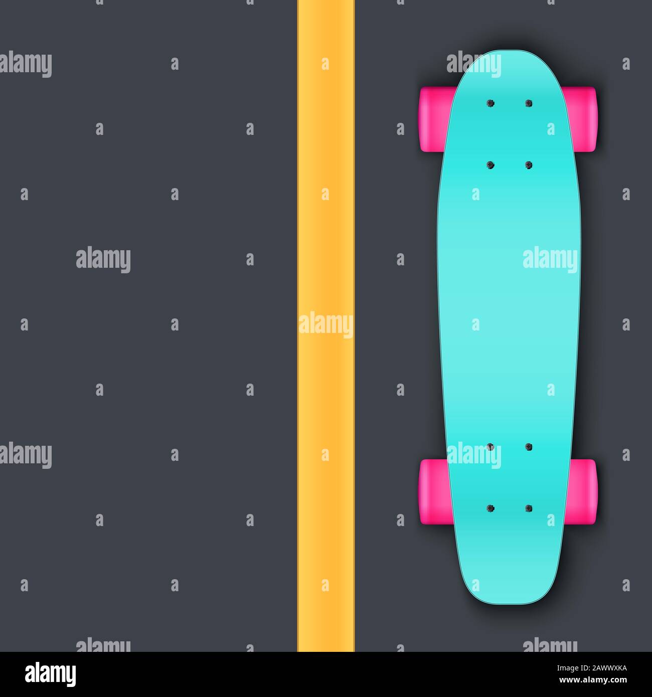 Longboard su asfalto Illustrazione Vettoriale