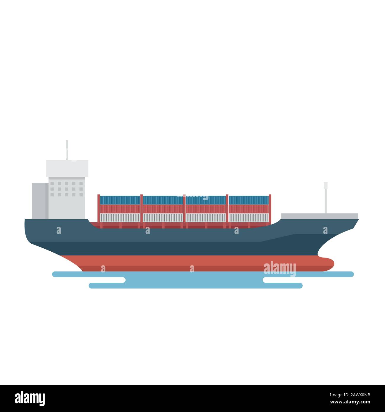 Trasporti Logistica trasporto container nave per l'esportazione marina Illustrazione Vettoriale