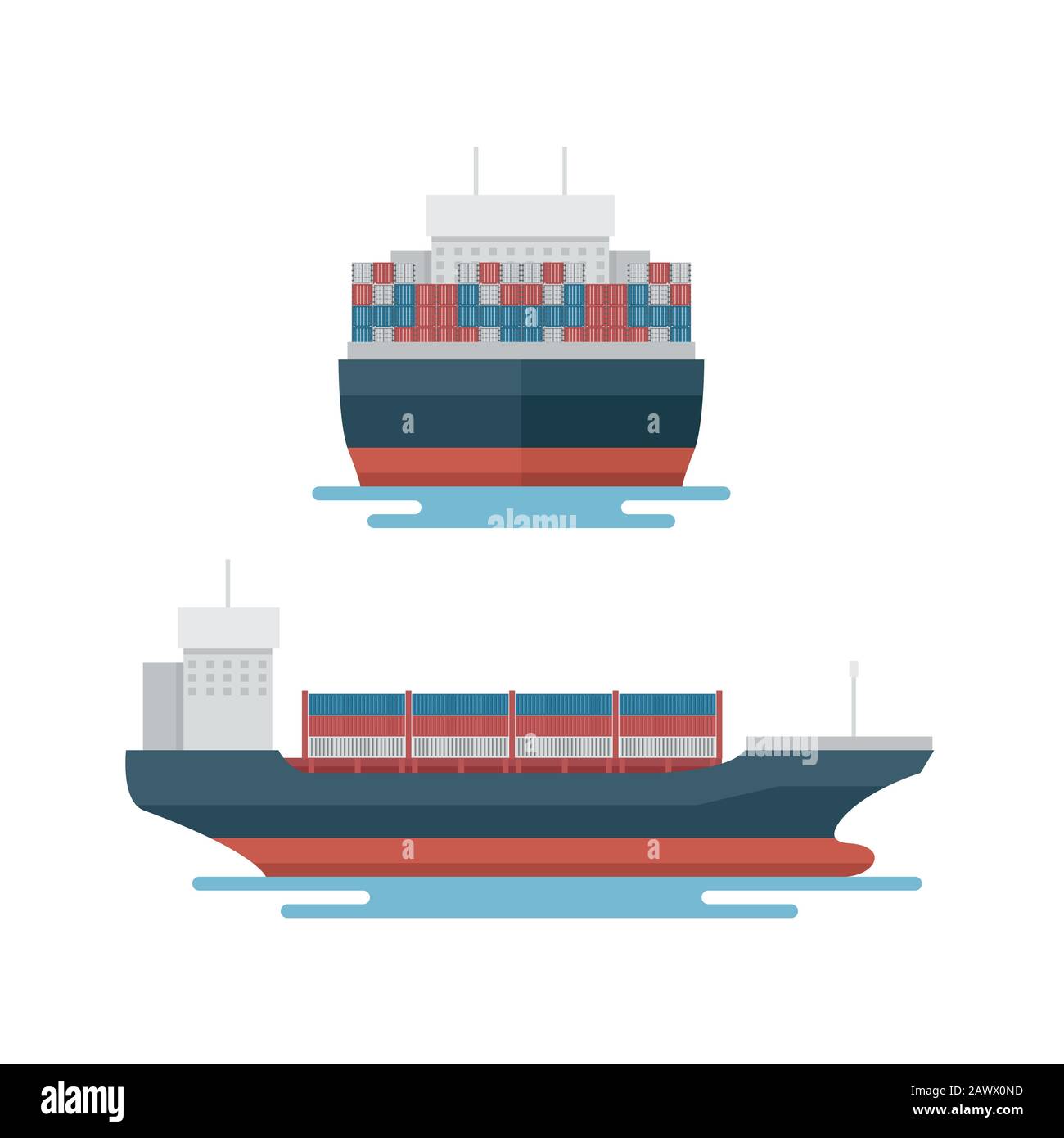 Trasporti Logistica container trasporto barca per l'esportazione marina Illustrazione Vettoriale