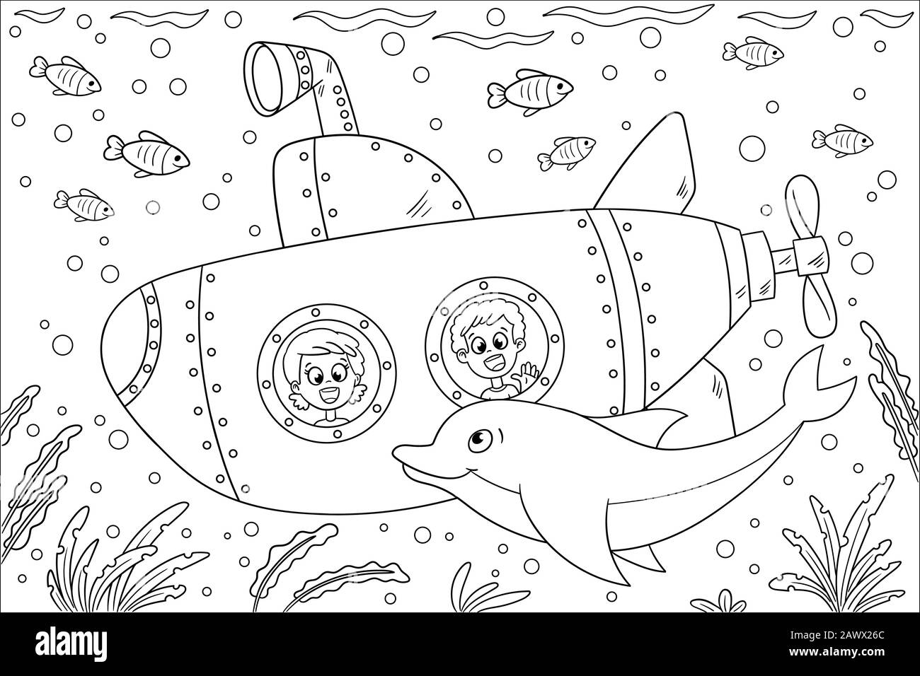 Libro da colorare per bambini. Illustrazione del vettore di disegno a mano con livelli separati. Illustrazione Vettoriale