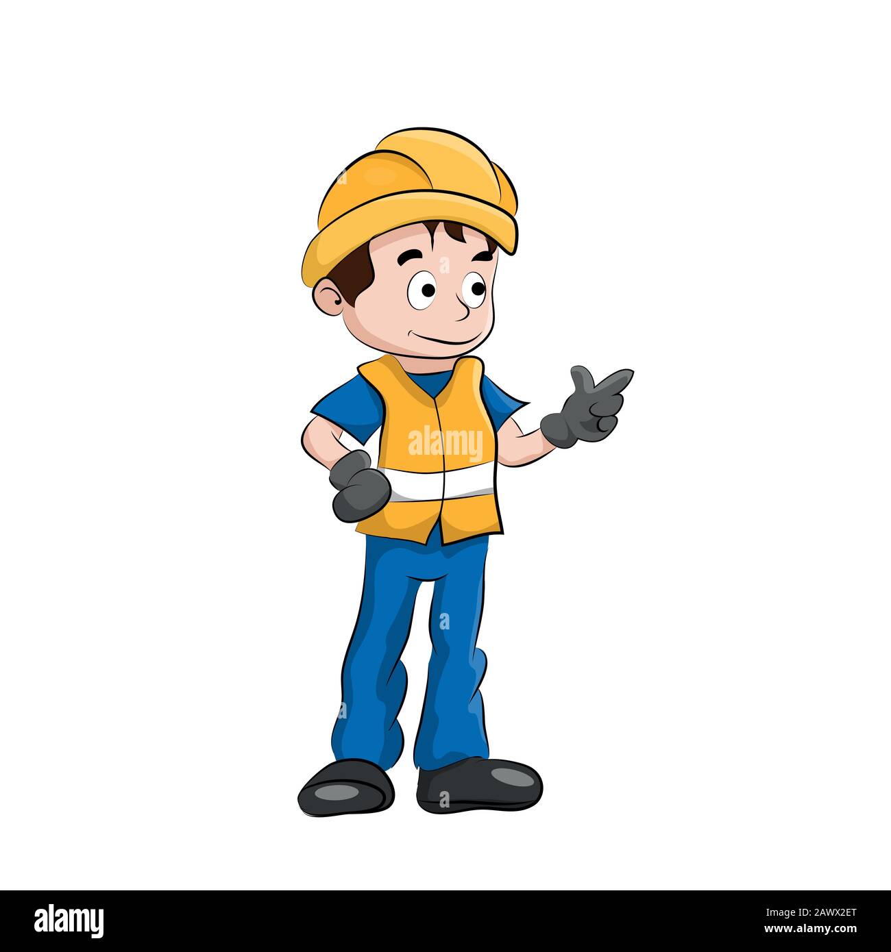 Disegno vettoriale del lavoratore con il suo dispositivo di protezione personale Illustrazione Vettoriale