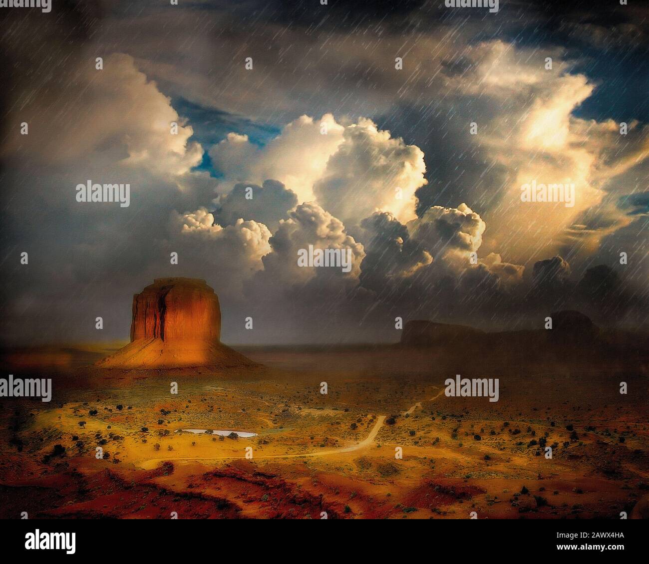 Arte: Tempesta sopra Monument Valley, Arizona, Stati Uniti Foto Stock